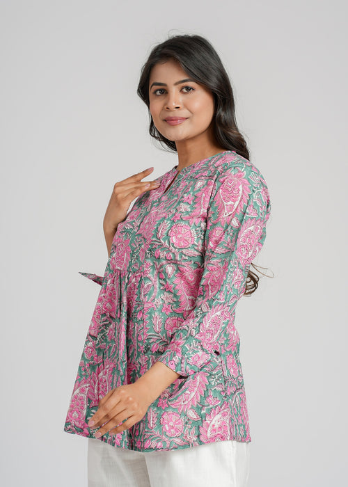 Block Printed Cotton Short Top