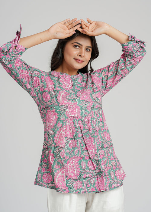 Block Printed Cotton Short Top