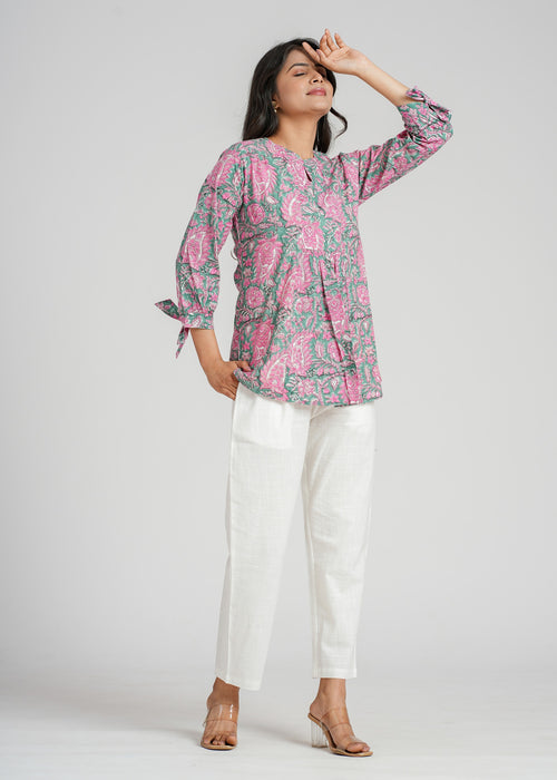 Block Printed Cotton Short Top