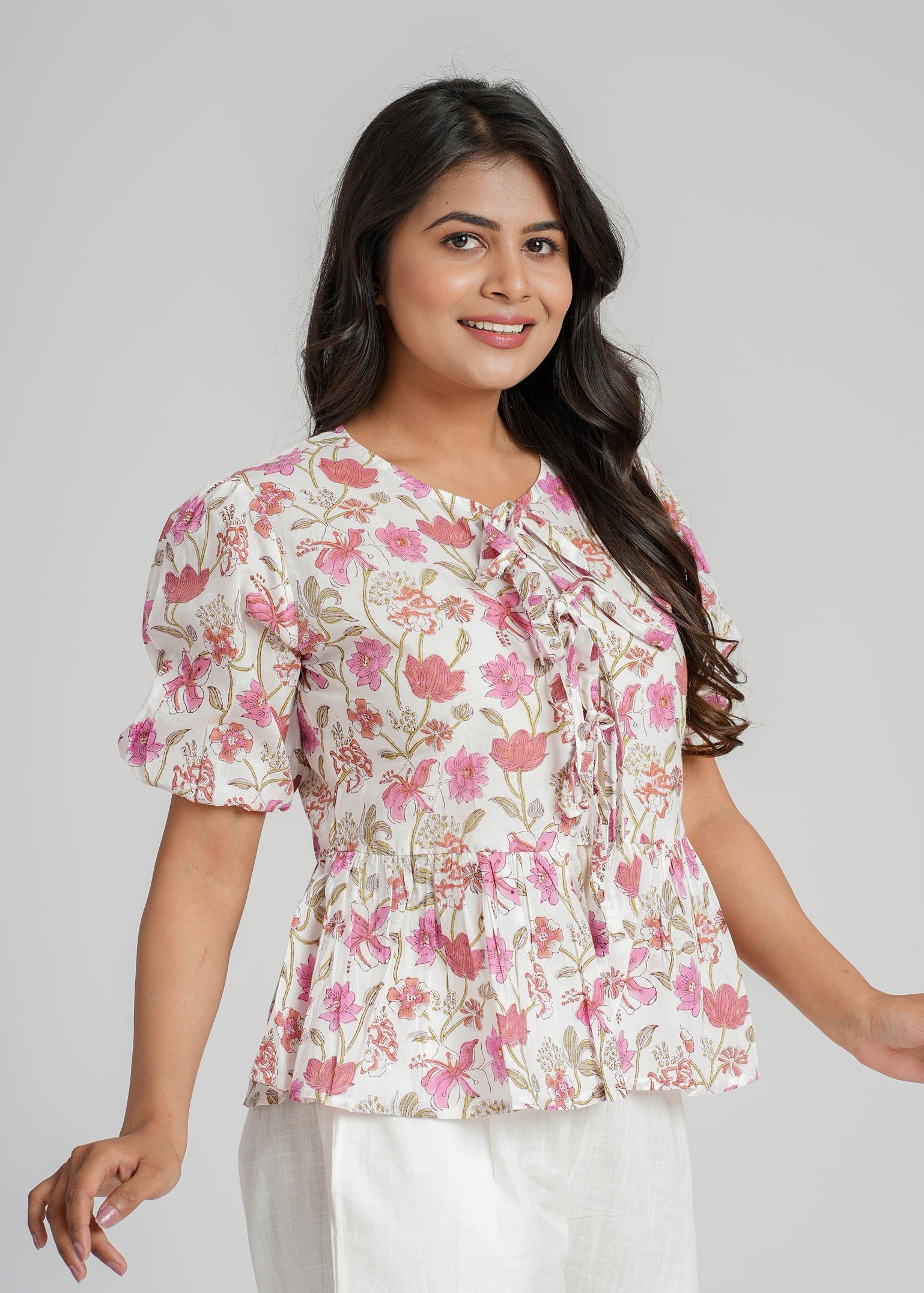 Roses Block Printed Short Top