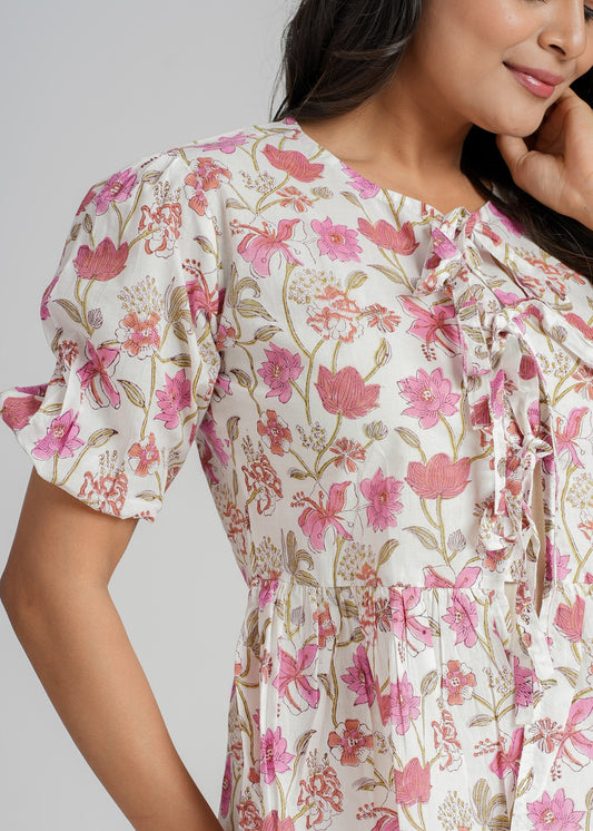 Roses Block Printed Short Top