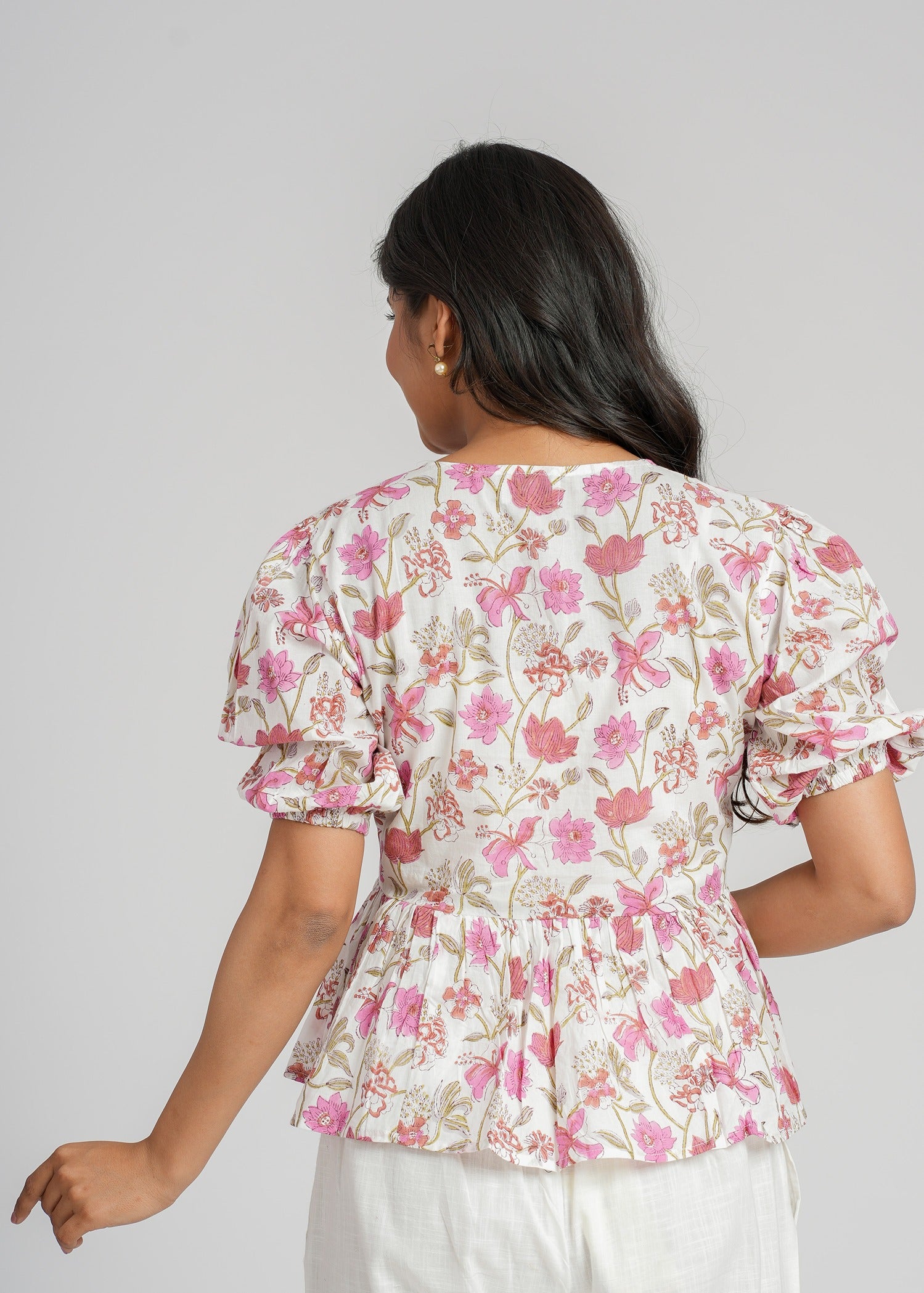 Roses Block Printed Short Top