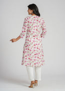 Magenta Zinnia Block Printed Cotton  Kurta