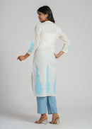 White Cotton Block Printed Kurta