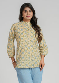 Block Printed Cotton Short Kurti