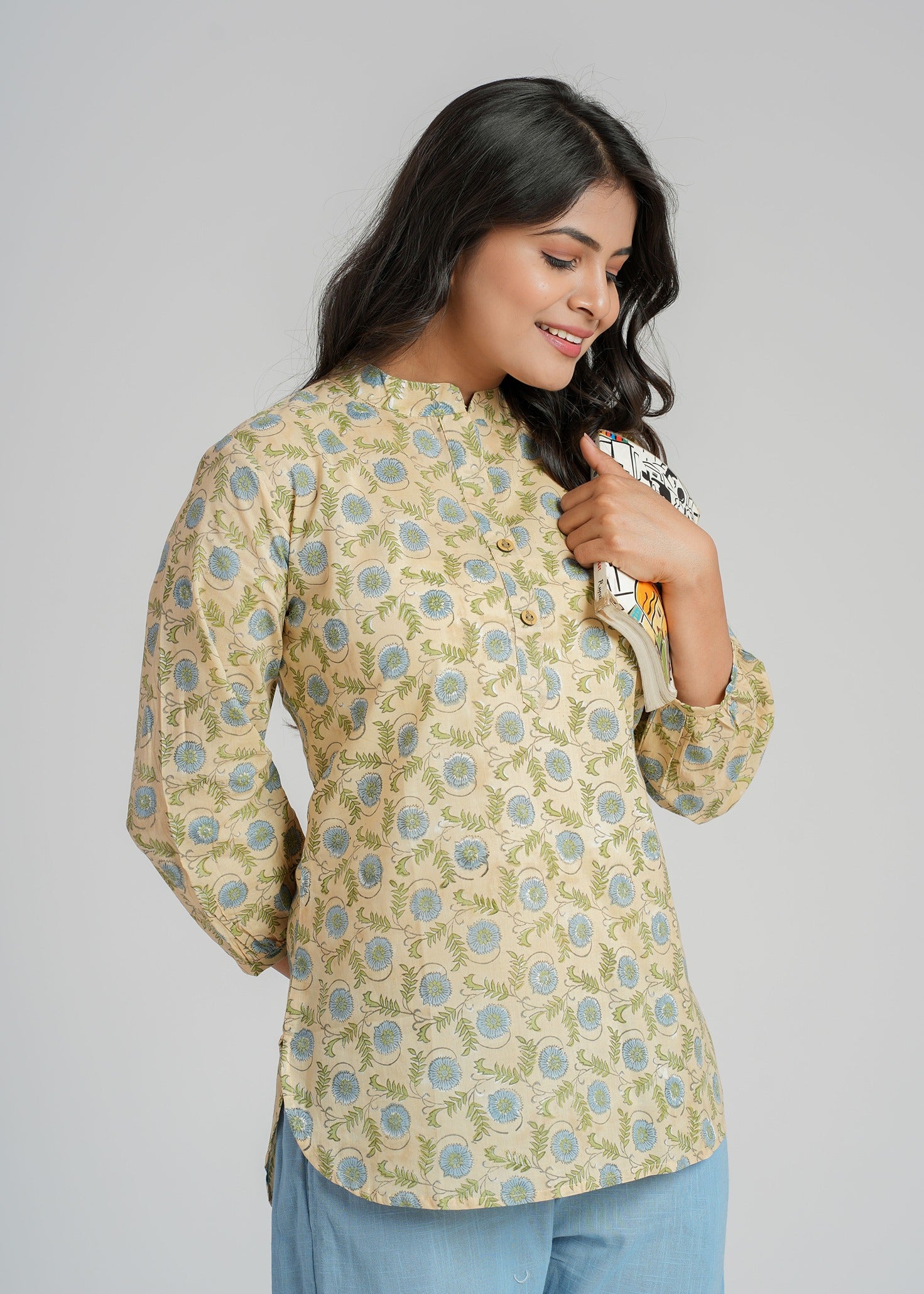Block Printed Cotton Short Kurti