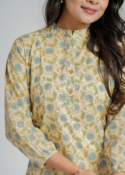 Block Printed Cotton Short Kurti