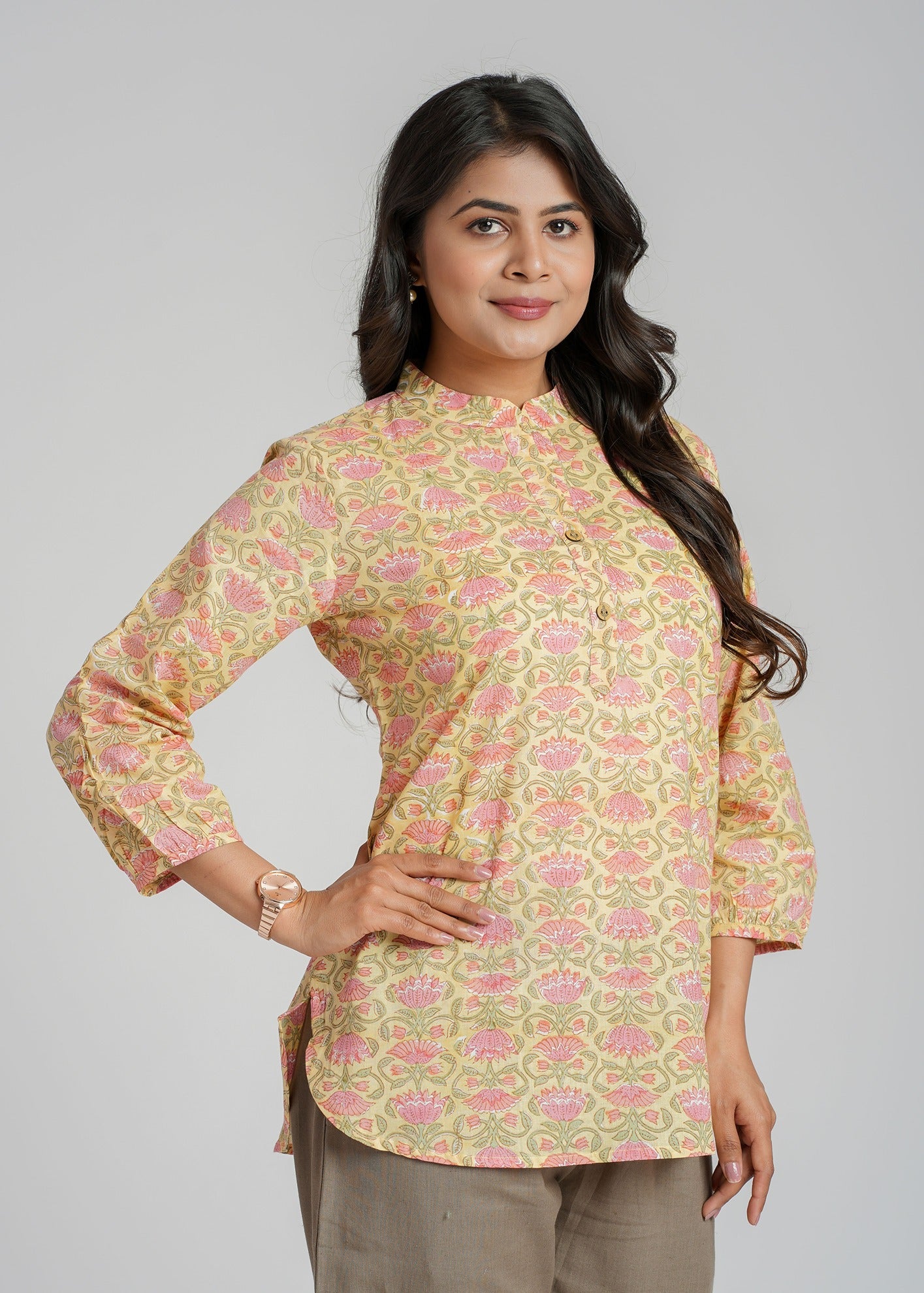 Block Printed Cotton Short Kurti