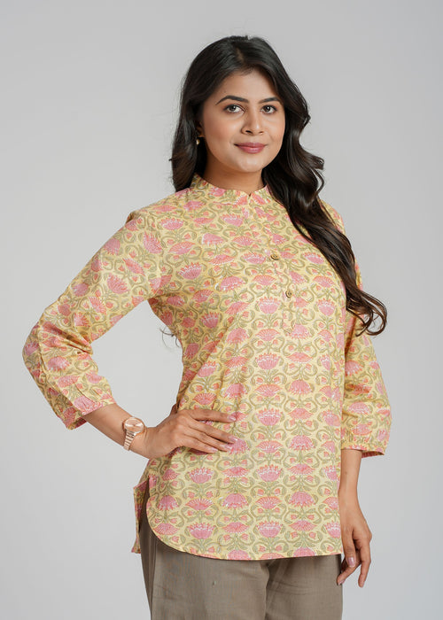 Block Printed Cotton Short Kurti