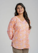 Block Printed Cotton Short Kurti