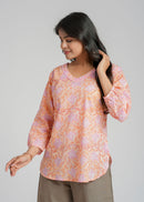 Block Printed Cotton Short Kurti