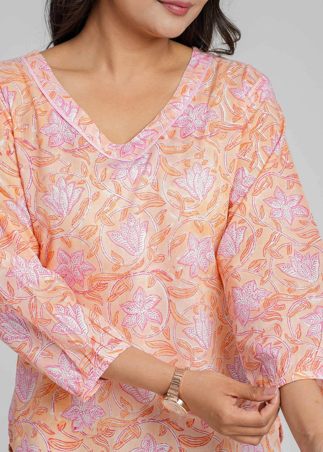 Block Printed Cotton Short Kurti