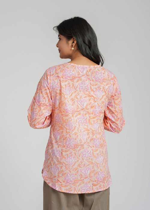Block Printed Cotton Short Kurti
