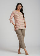 Block Printed Cotton Short Kurti