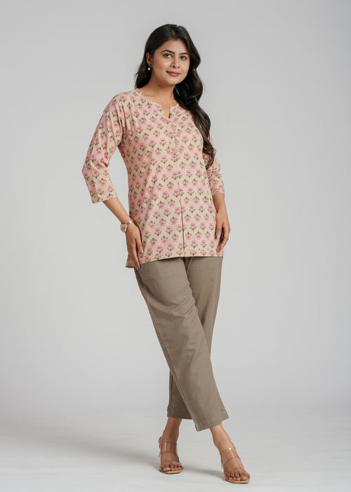 Block Printed Cotton Short Kurti
