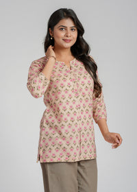 Block Printed Cotton Short Kurti