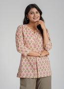 Block Printed Cotton Short Kurti