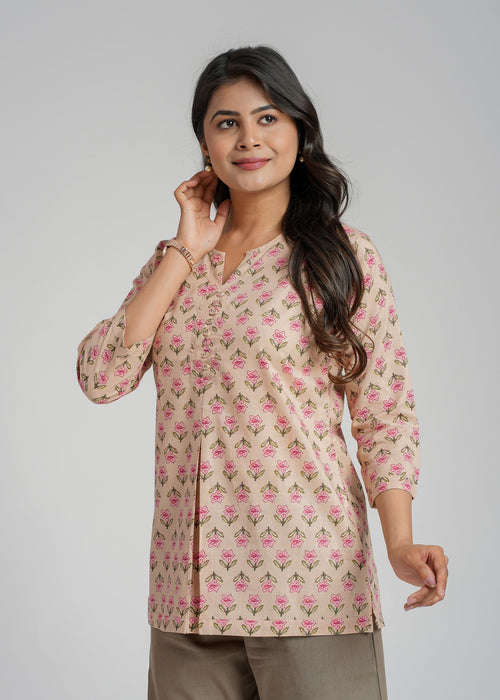 Block Printed Cotton Short Kurti