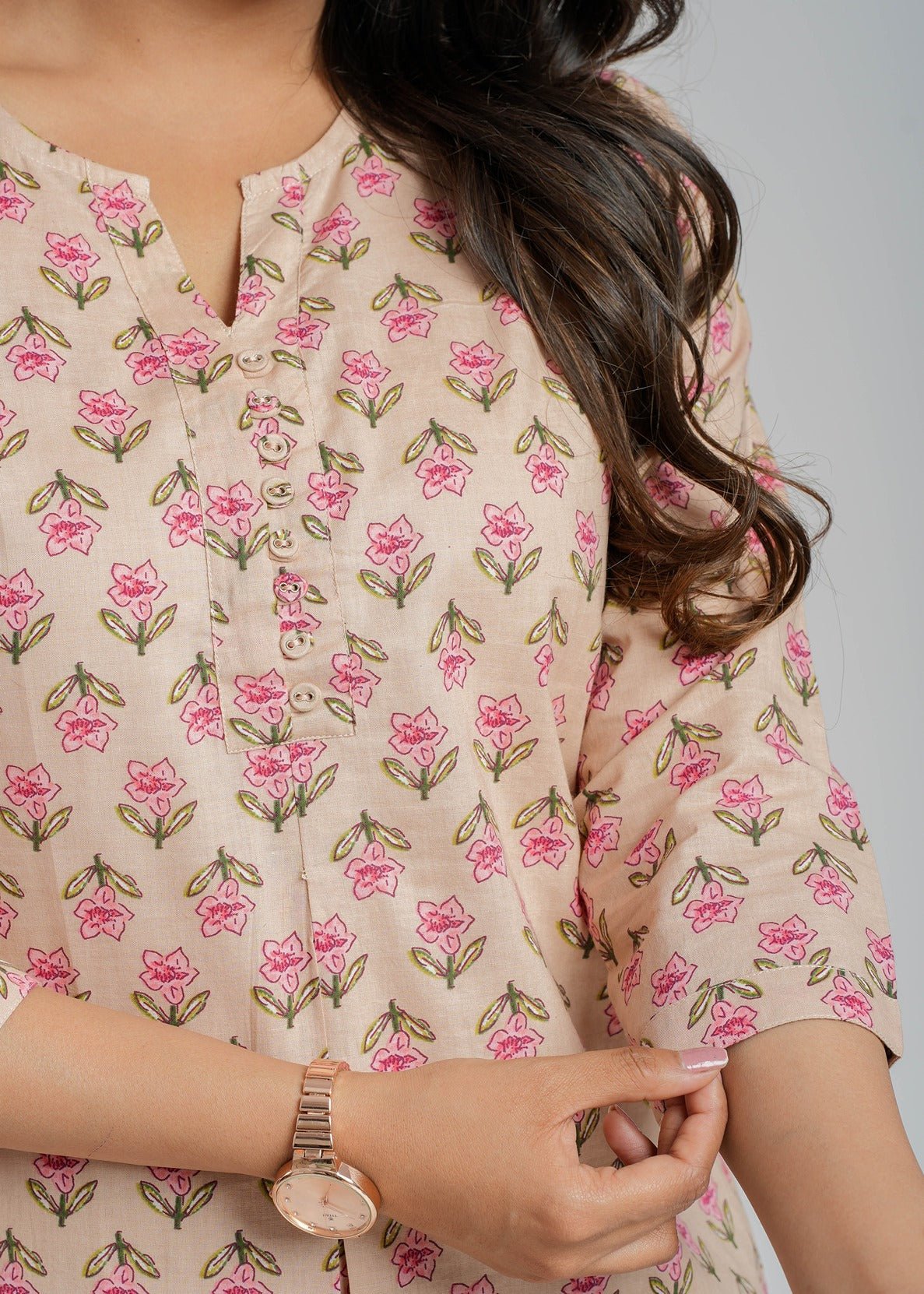 Block Printed Cotton Short Kurti