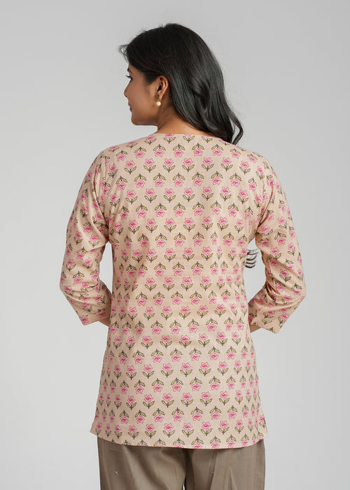 Block Printed Cotton Short Kurti