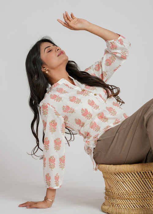 Block Printed Cotton Short Kurti