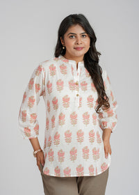 Block Printed Cotton Short Kurti