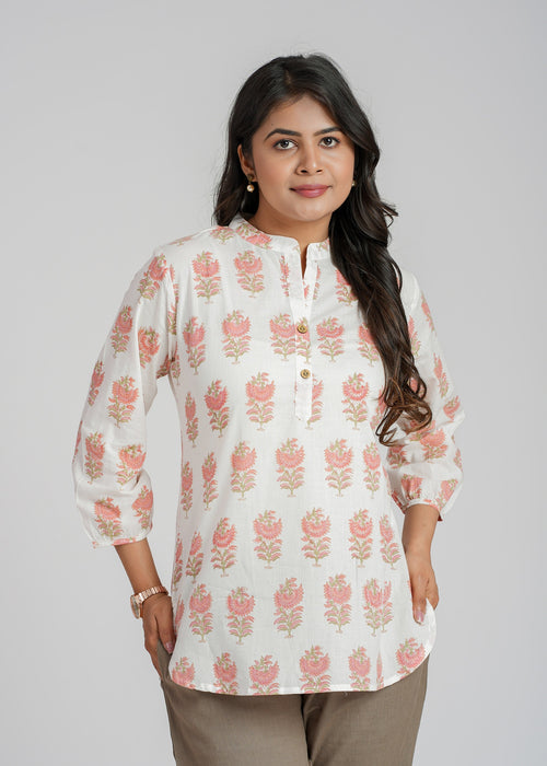 Block Printed Cotton Short Kurti