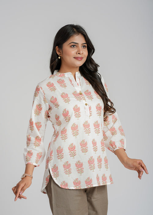 Block Printed Cotton Short Kurti