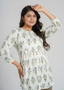 White Petal Cotton Short Top