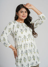 White Petal Cotton Short Top