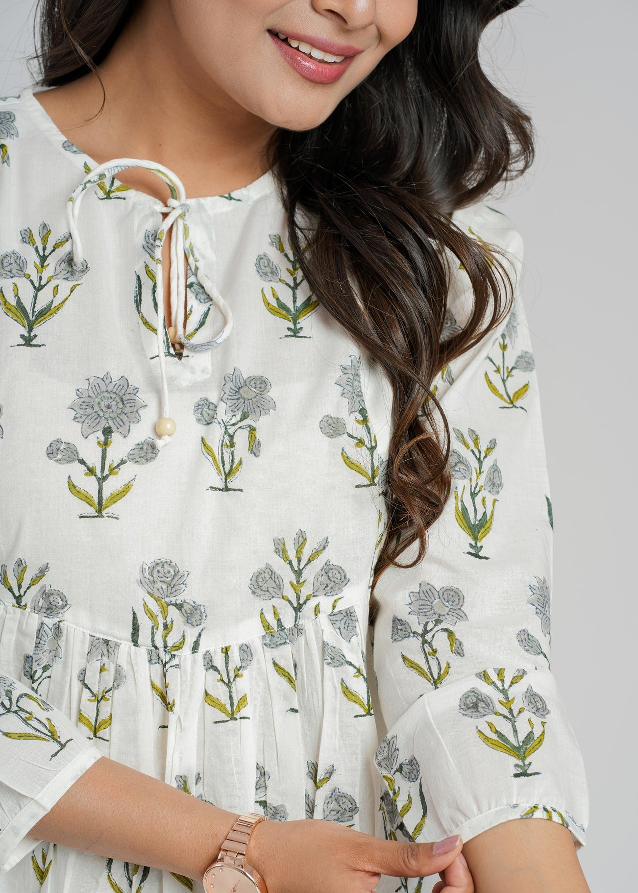 White Petal Cotton Short Top
