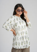 White Petal Cotton Short Top