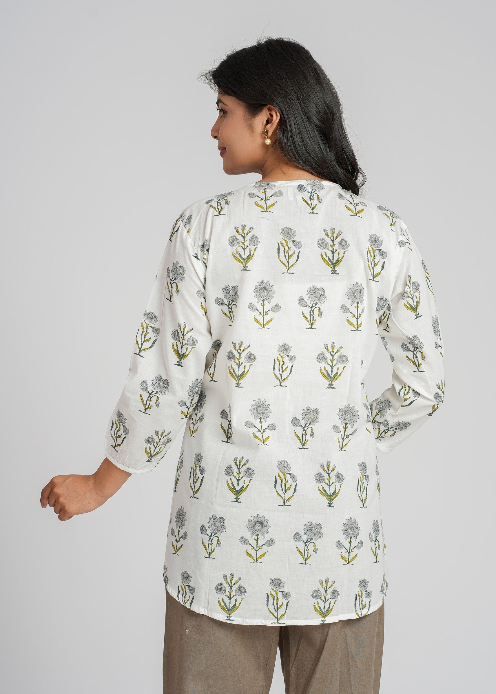White Petal Cotton Short Top