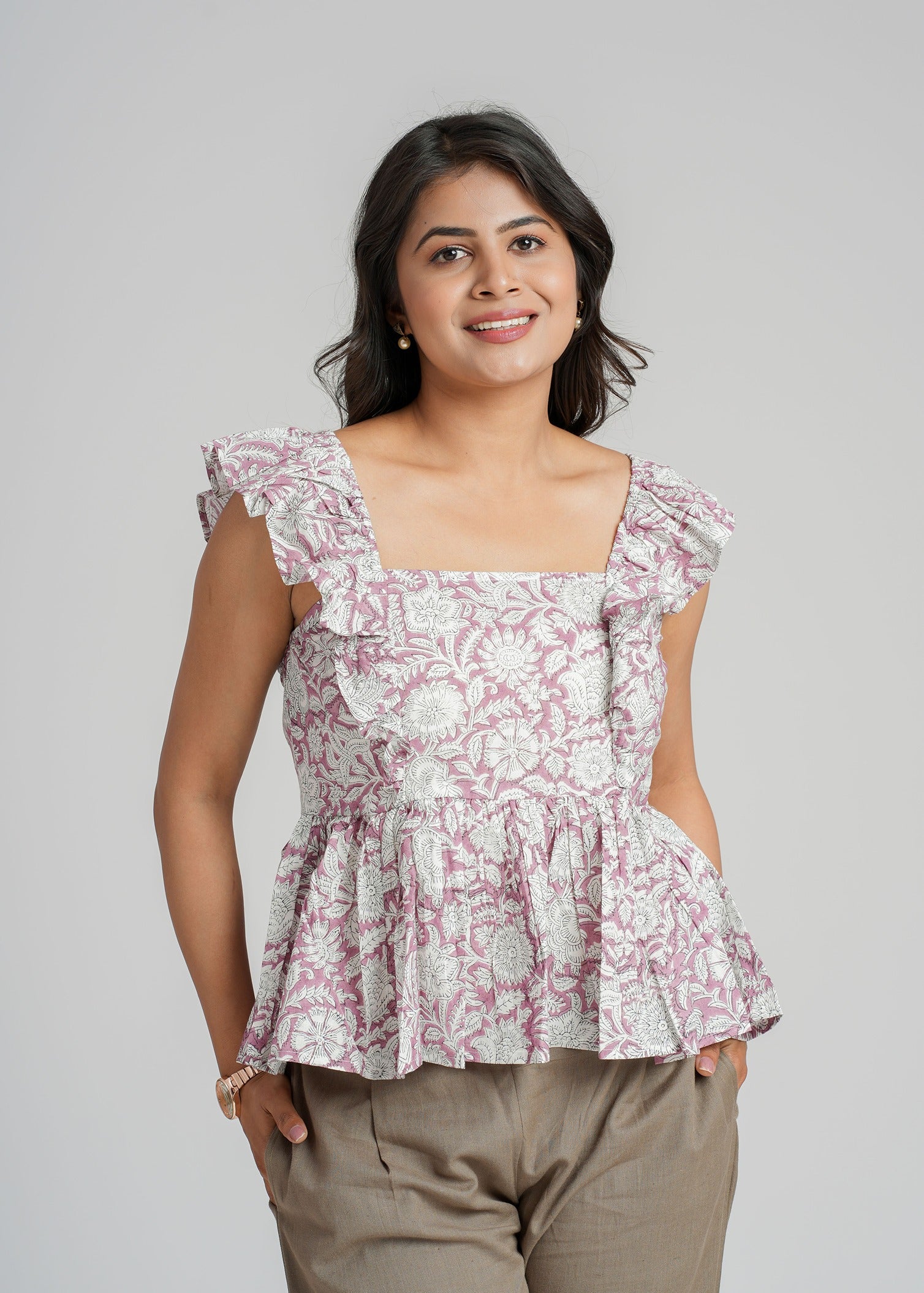 Block Printed Cotton Short Top