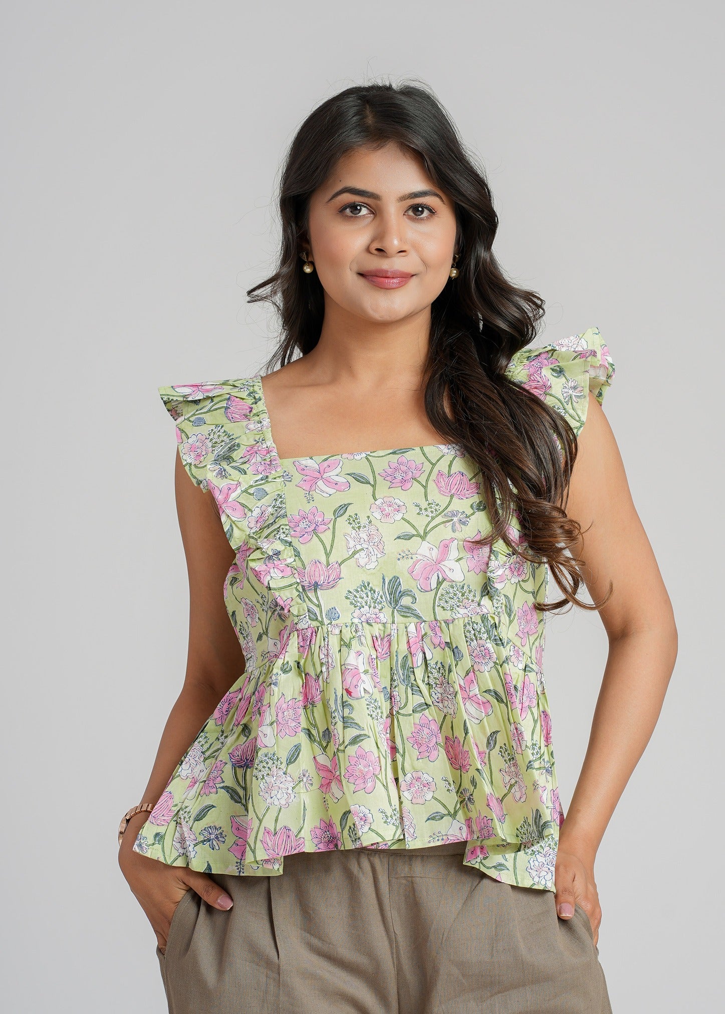 Block Printed Cotton Short Top