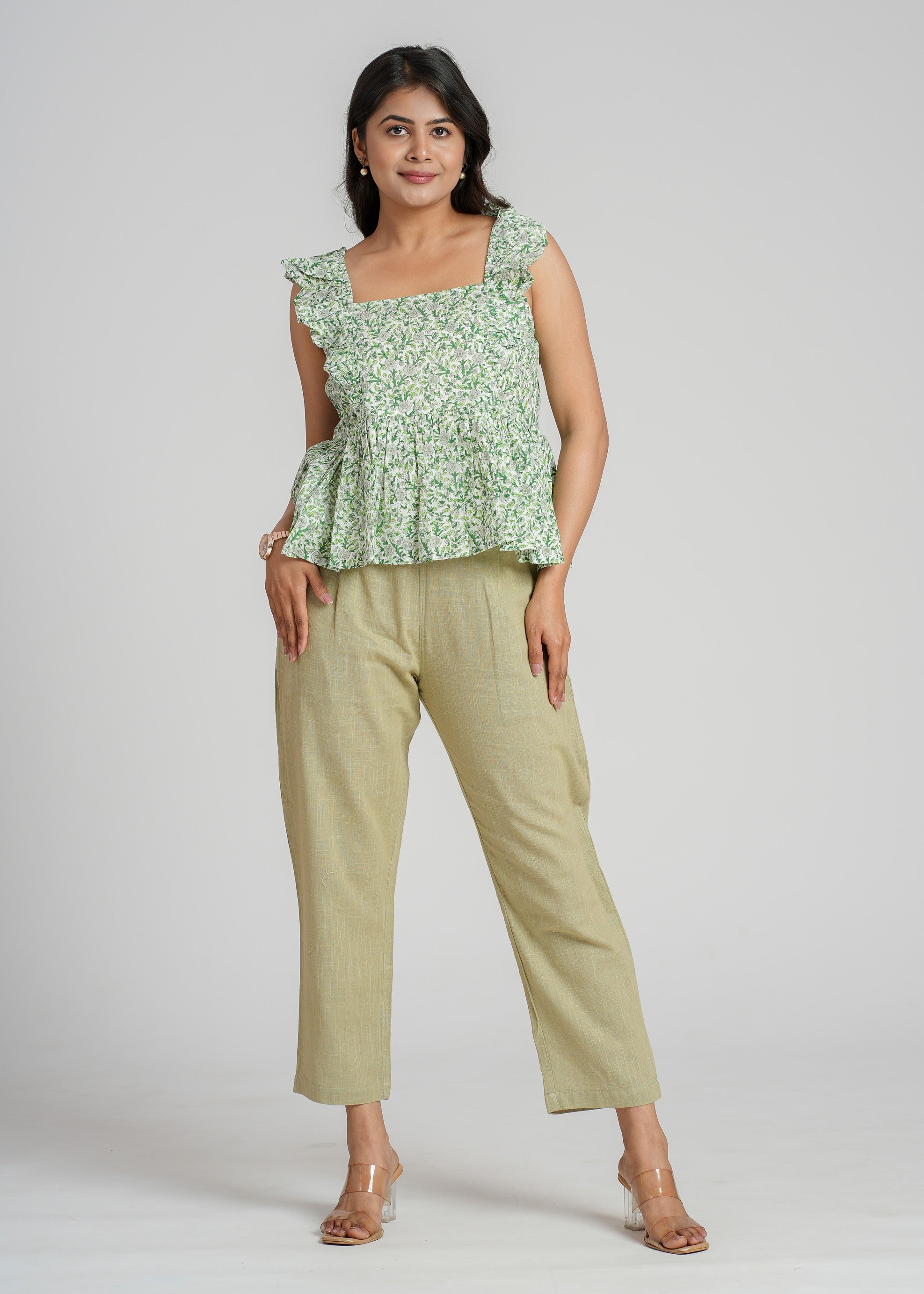 Minty Block Printed Short Top