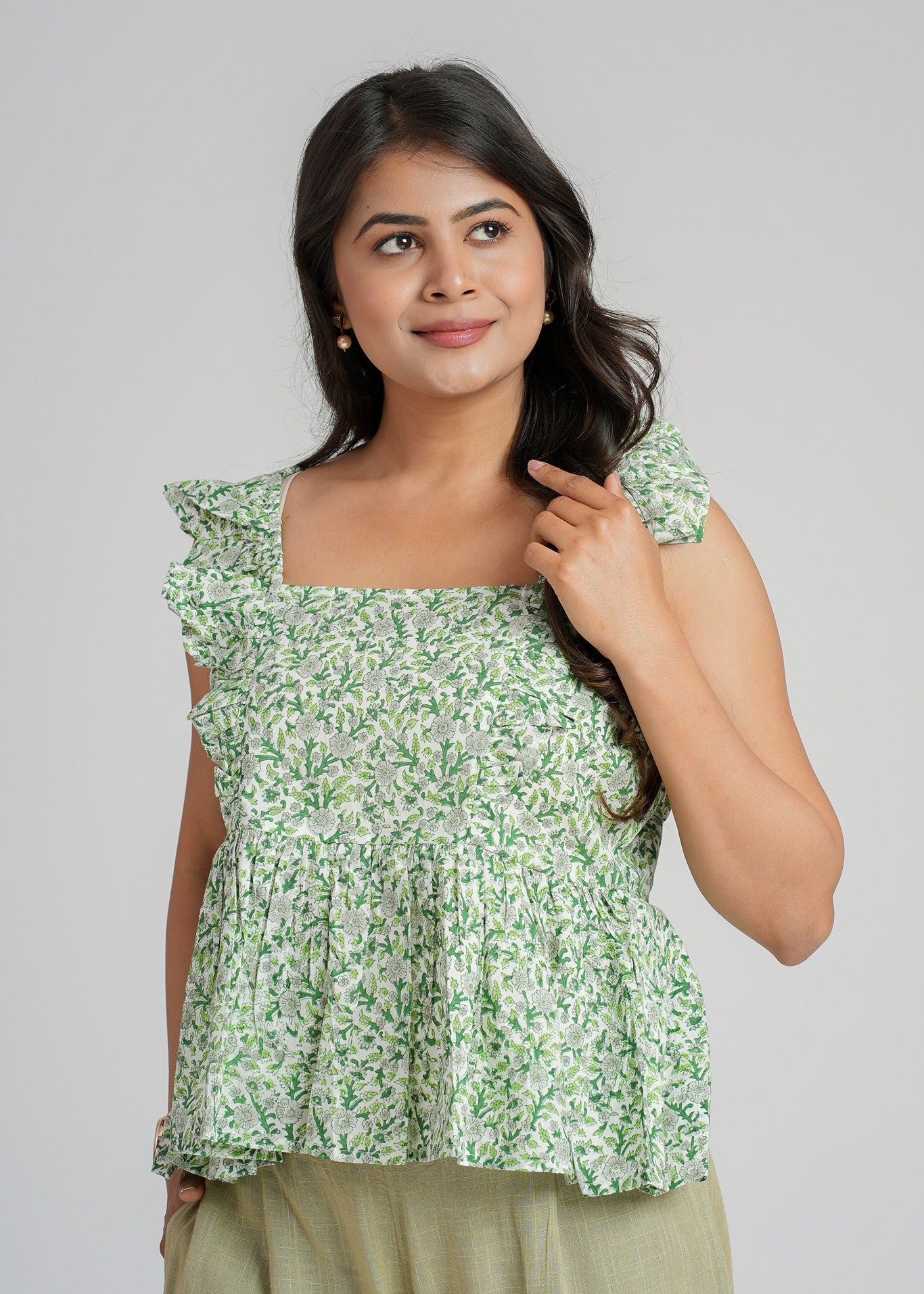 Minty Block Printed Short Top