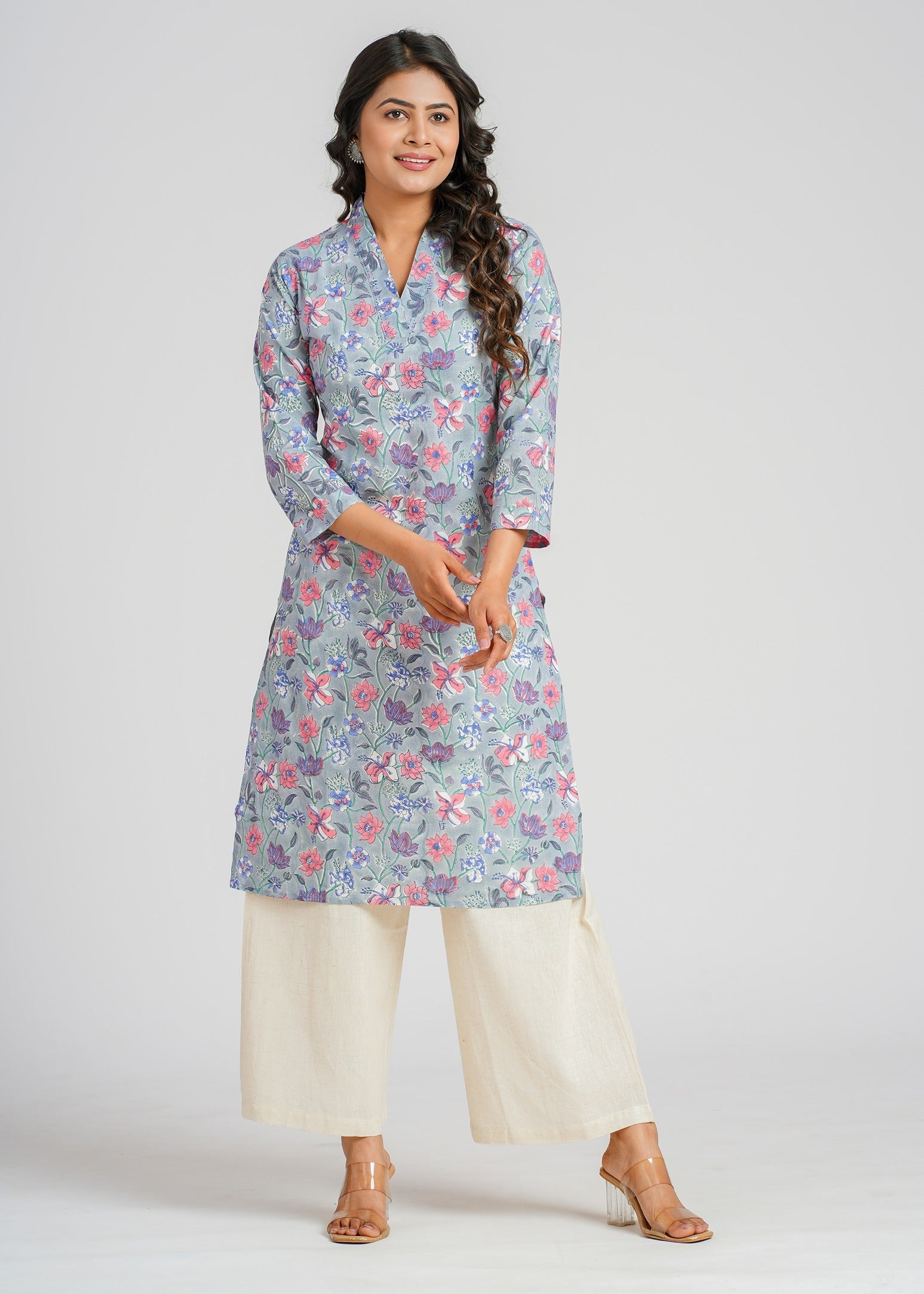 Winter Blooms Printed Cotton Kurta
