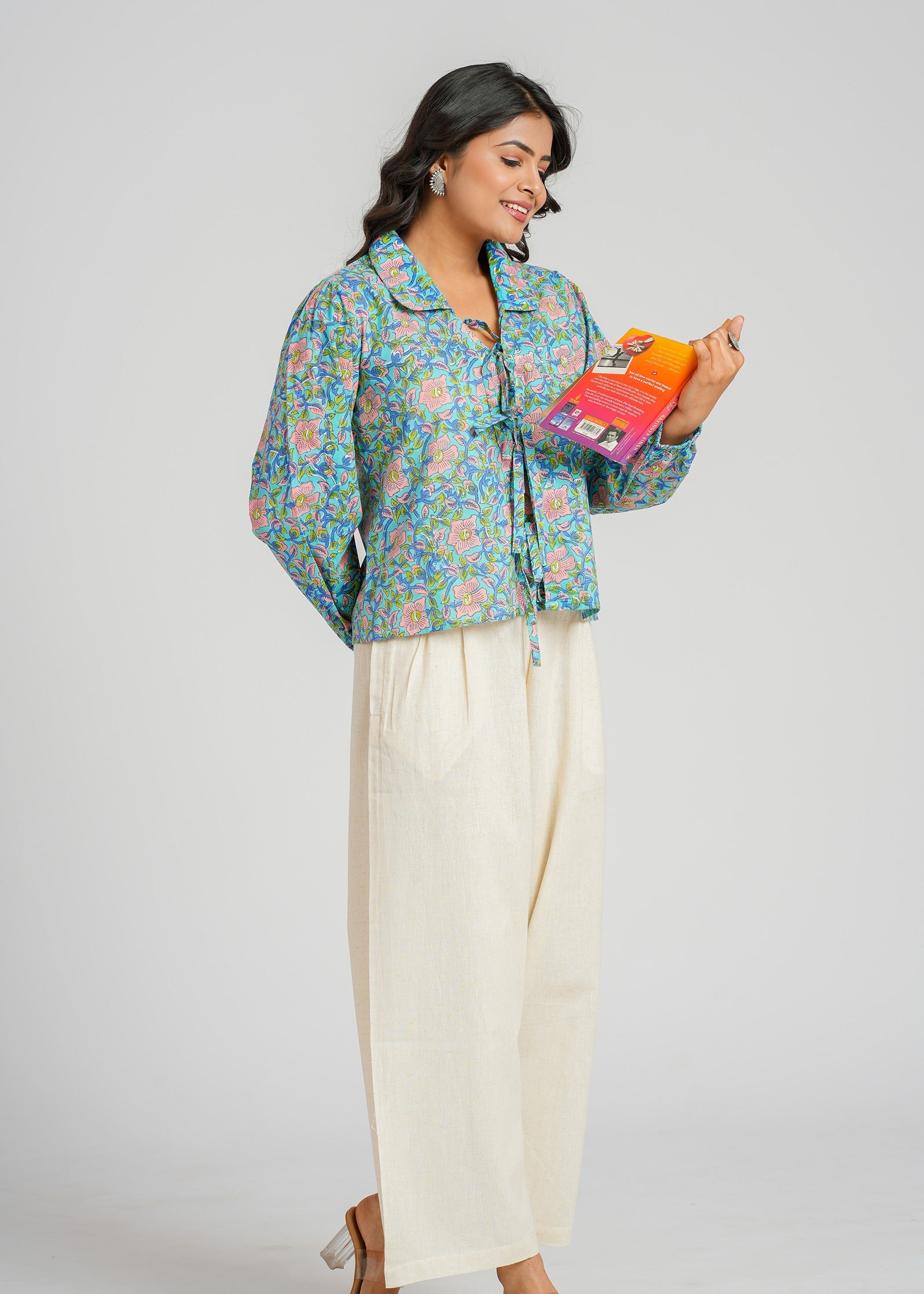 Teal Block Printed Short Top