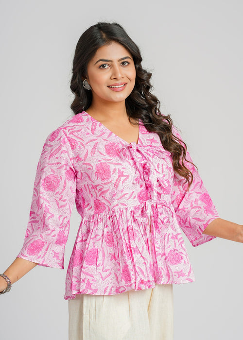 Block Printed Cotton Short Top