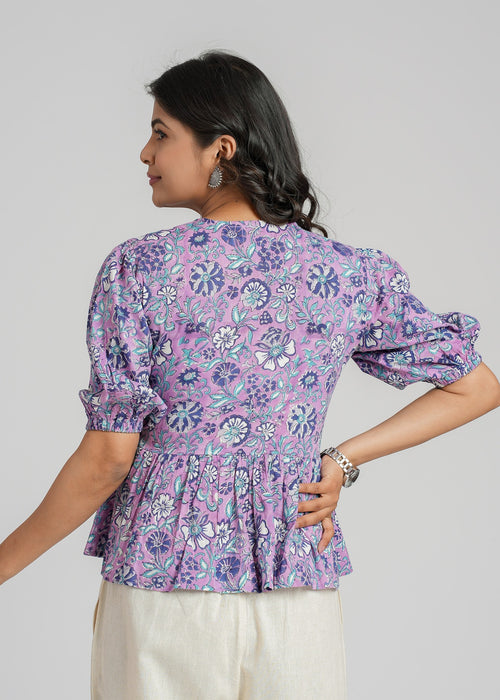 Block Printed Cotton Short Top