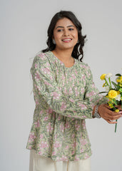 Willow Block Printed Short Top
