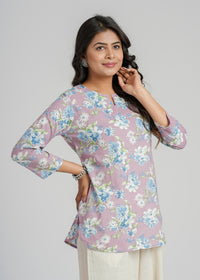 Block Printed Cotton Short Kurti