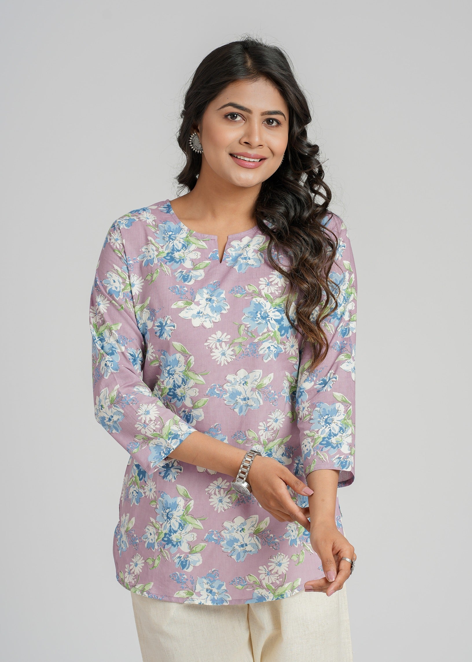 Block Printed Cotton Short Kurti