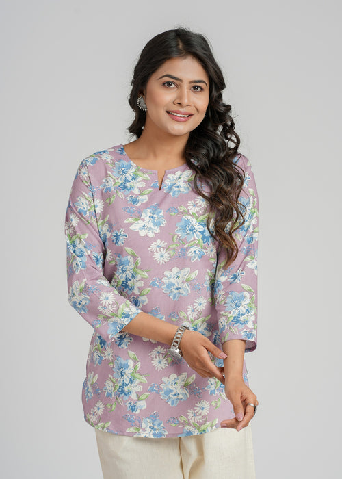 Block Printed Cotton Short Kurti
