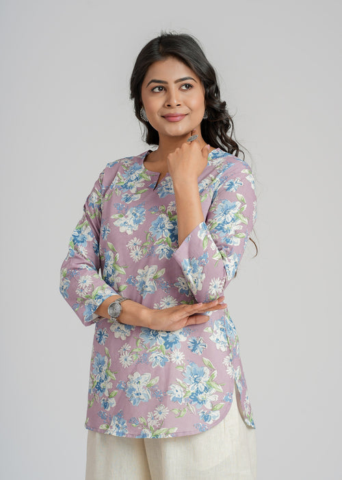 Block Printed Cotton Short Kurti