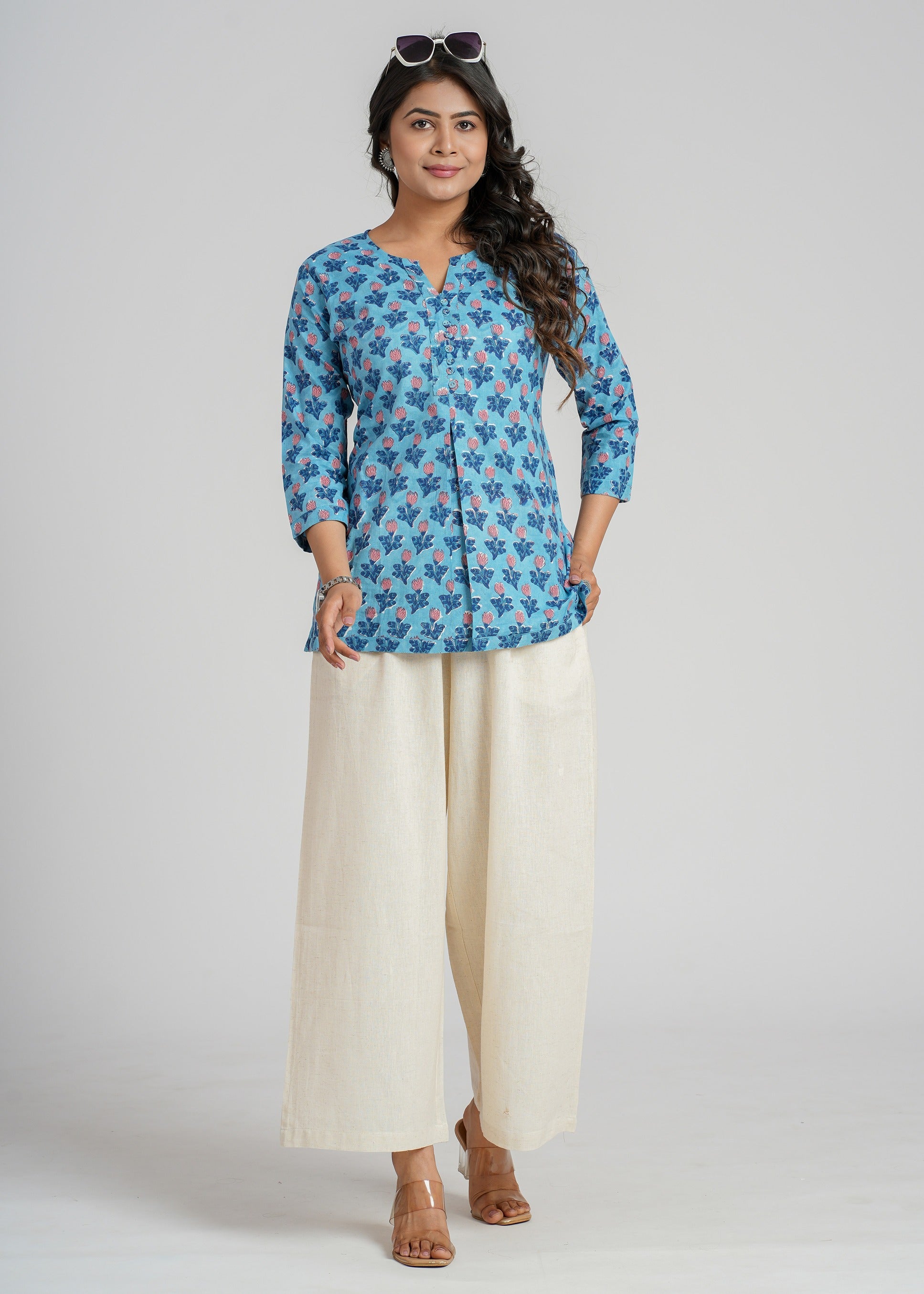 Block Printed Cotton Short Kurti
