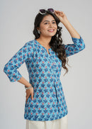 Block Printed Cotton Short Kurti