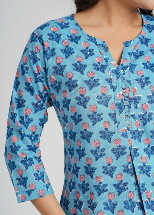 Block Printed Cotton Short Kurti