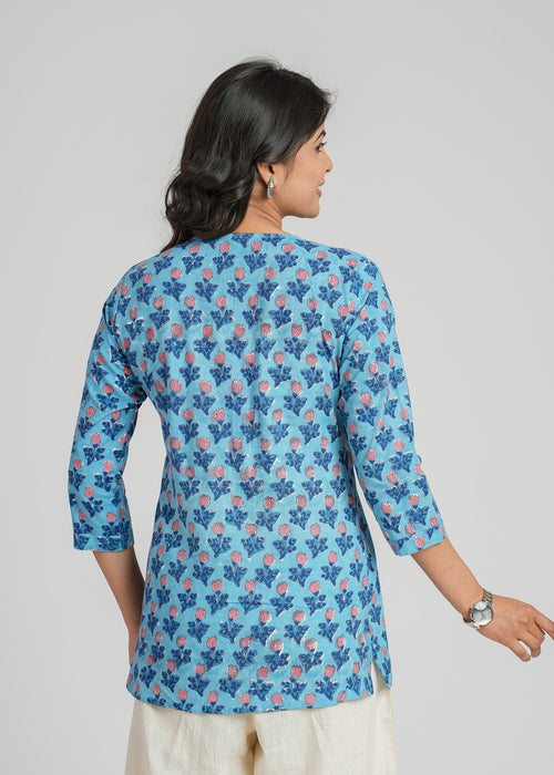 Block Printed Cotton Short Kurti